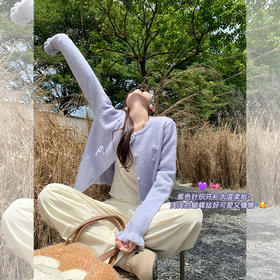 <曾小咸推荐> 温温柔柔蝴蝶结紫色毛织开衫