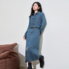 西遇长袖牛仔连衣裙女新款蓝色中长款宽松时尚衬衫裙D3342298 商品缩略图3