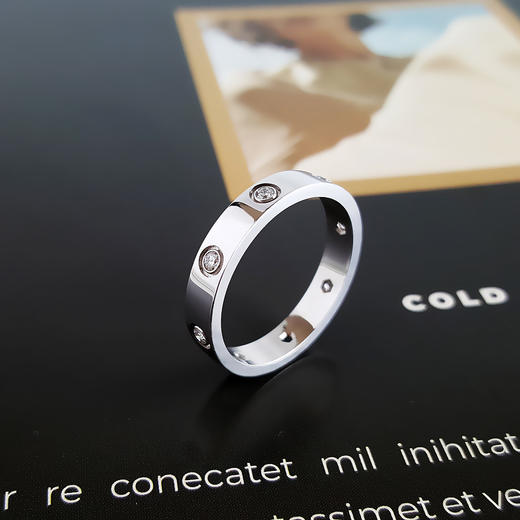 【定制款】AU750白金时尚经典定制款8钻LOVE钻石戒指59号20151021LM01现售价：4880 商品图4