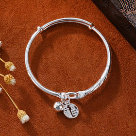 子佩集S999银【福灵】童镯【TZ000621-4】纯银儿童2408