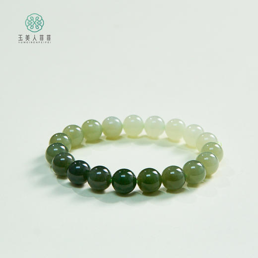 玉美人菲菲HZ#和田玉渐变手串-圆珠约10mm 商品图0