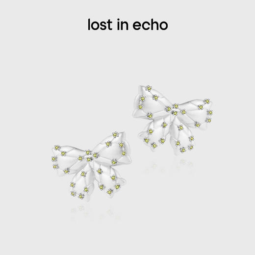 lost in echo2024秋季新款高级银色膨胀蝴蝶结枕头立体耳钉耳环女 商品图0