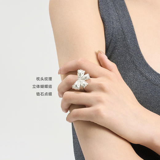 lost in echo2024秋季新款小众夸张膨胀枕头银色膨胀蝴蝶结戒指女 商品图1