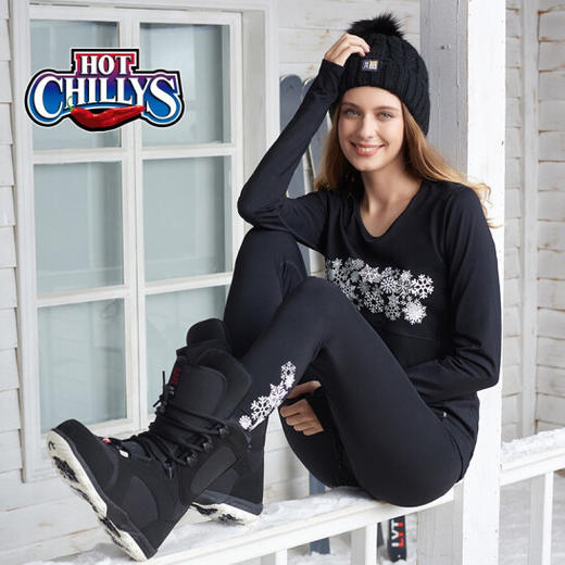 HOTCHILLYS热椒8K磨毛印花圆领功能内衣女登山排汗上衣HCA9842P 商品图2