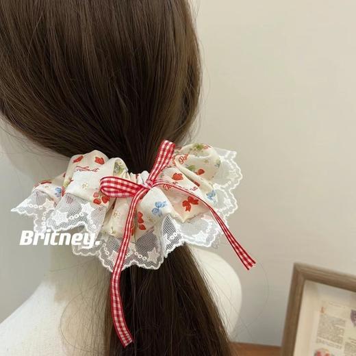 「田园风！数款可选」小清新草莓方形发圈 少女日系简约方巾大肠圈肥肠圈森女甜美配饰 商品图3