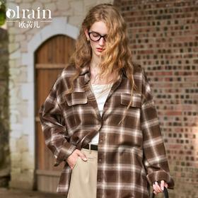 
OLrain欧芮儿休闲格子衬衫女秋季2024年新款减龄上衣长袖宽松外套