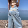 阔腿浅蓝牛仔裤女夏天薄款2024年夏季新款高腰宽松显瘦垂感直筒裤 商品缩略图0