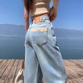 阔腿浅蓝牛仔裤女夏天薄款2024年夏季新款高腰宽松显瘦垂感直筒裤