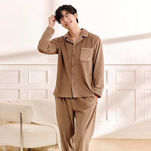 都市丽人都市锋尚睡衣亲情蜜语长袖海岛绒厚男士海岛绒套装FHT0C1 商品图1