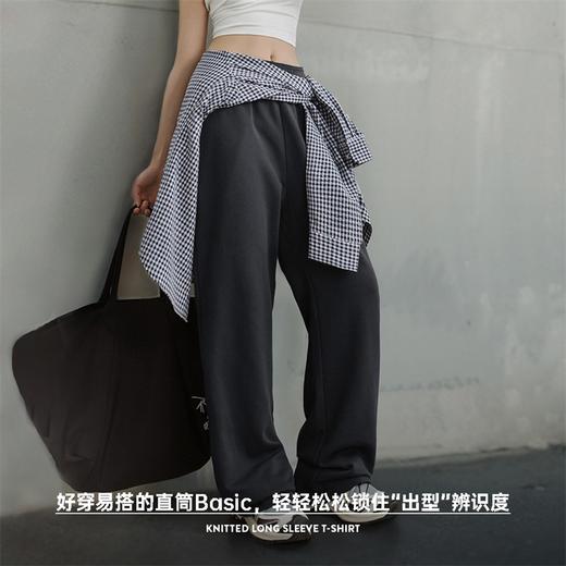 马登美式复古垂感休闲卫裤纯棉宽松显瘦运动裤百搭慵懒风阔腿裤女春秋 商品图2