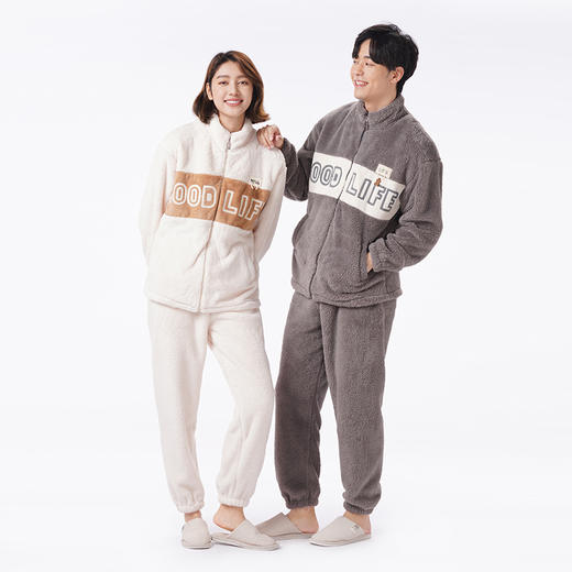 都市丽人都市锋尚睡衣舒适外出长袖长毛绒厚男士法兰绒套装FHT1D5 商品图1