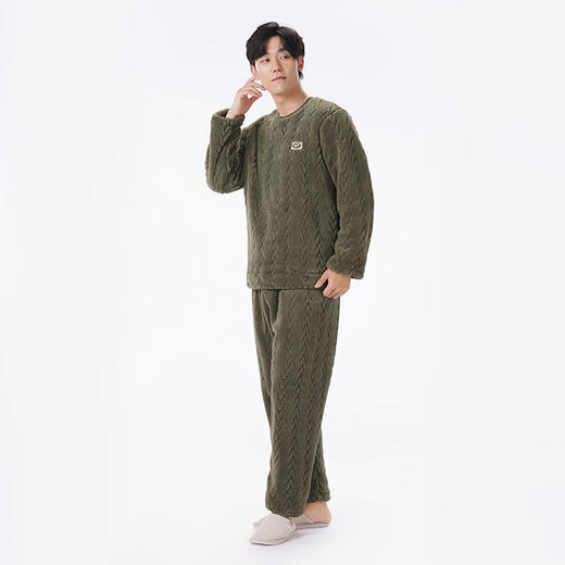 都市丽人都市锋尚睡衣舒适外出长袖长毛绒提花厚男士法兰绒套装FHT2D7 商品图2
