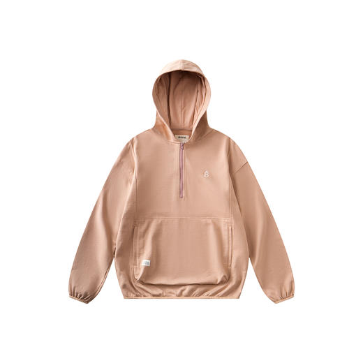 吃茶去chichaqu2024宽松半拉链刺绣连帽卫衣休闲运动百搭 商品图5