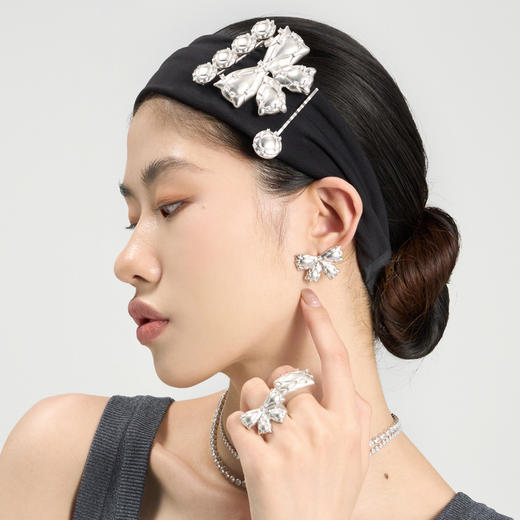 lost in echo2024秋季新款小众夸张膨胀枕头银色膨胀蝴蝶结戒指女 商品图3