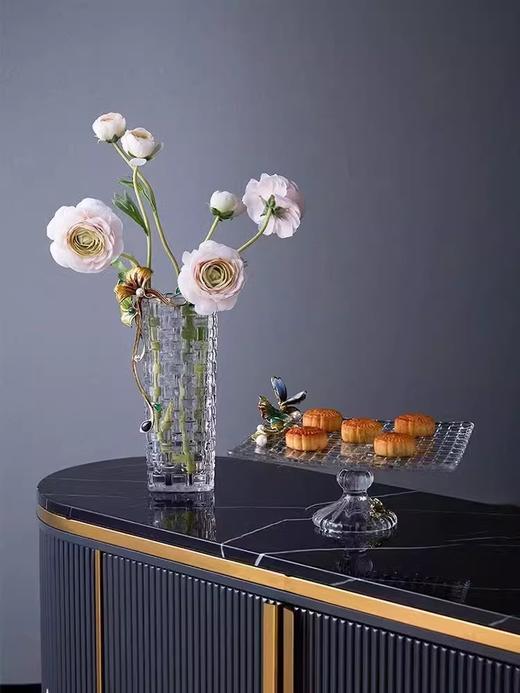 【清仓特惠6折，仅1件，无货退款】罗比罗丹平安吉祥珐琅彩水晶玻璃花瓶餐桌插花摆件现代简约装饰瓶花瓶（金香恒远中） 商品图5