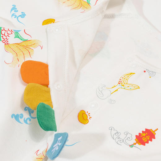 贝贝怡新生儿全棉前开连体衣A类男女宝宝婴幼儿春秋国潮哈衣爬服ZB3DL029 商品图4