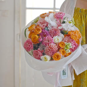 《阳光明媚》秋日系奶油桃子混搭花束