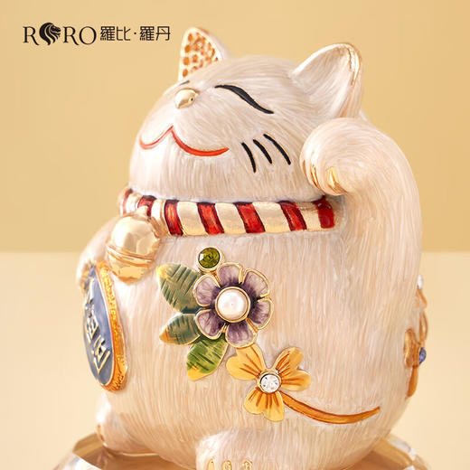 【样品特惠5折，仅1件，无货退款】罗比罗丹RORO招财猫摆件珐琅彩金属材质创意新店开业礼品家居软装饰品 商品图5
