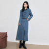 西遇长袖牛仔连衣裙女新款蓝色中长款宽松时尚衬衫裙D3342298 商品缩略图1