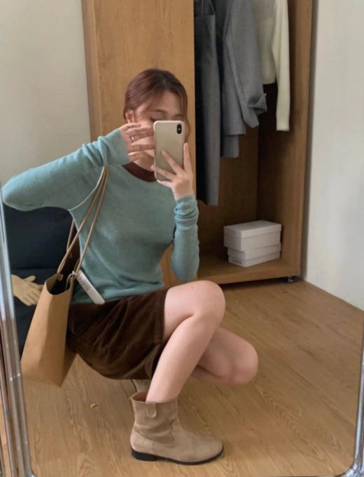 🍂🍂【岚可可撞色弹力圆领针织打底】✅、精致有设计感的单品穿搭，🔺配色都很绝，🌈不论是单穿还是叠搭外套都很有腔调！ 商品图1