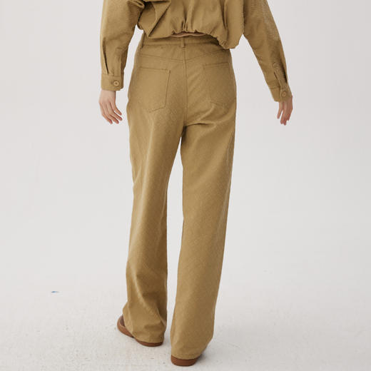 谜底直筒裤女2024秋季新品通勤风时尚高腰纯棉休闲长裤243MK0969 商品图2