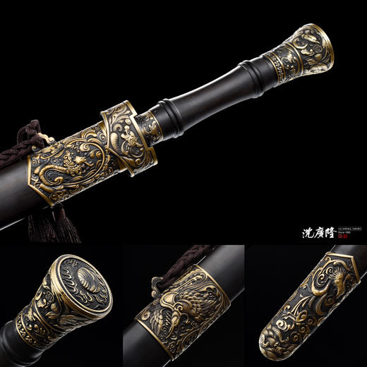 龙凤越王剑 长剑 硬剑 花纹钢一体宝剑 龙泉传统剑 沈广隆宝剑 未开刃 商品图4