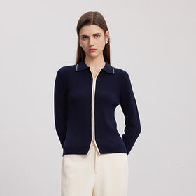 【坑条纹修身羊绒外套】羊绒世家秋冬新品女士100%山羊绒修身显瘦外套