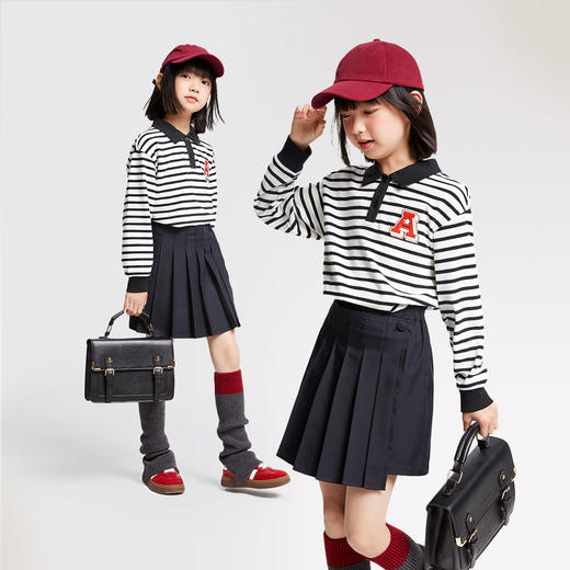 女童翻领长袖针织衫秋季新款安奈儿童装EG431543 商品图3