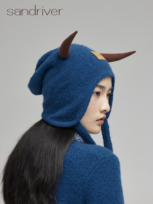 青海果洛牦牛绒 羊绒牛角帽SJF96P626N 商品图6