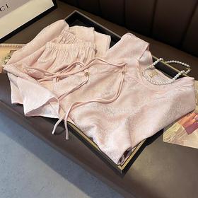 年货节！2024秋季国风新款七分袖19姆米真丝睡衣套装女春夏中国风桑蚕丝绸家居服秋睡衣