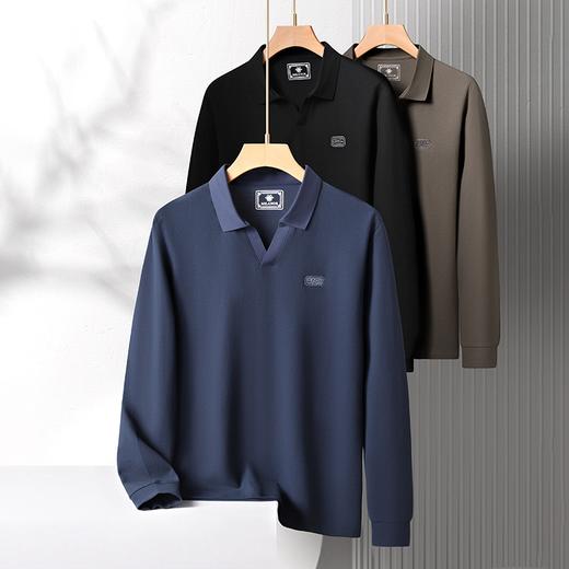 【V领】【新款DK】大依优型大码长袖Polo衫翻领男士加肥加大休闲大码男装宽松长袖体恤上衣 商品图7