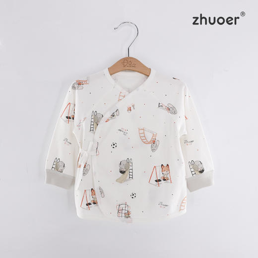 卓儿新生宝宝长袖和袍上衣绑带家居服适合0-6个月 商品图1