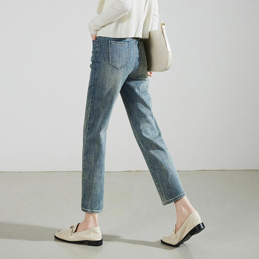 逸阳2024年秋新品两粒扣直筒牛仔 显瘦九分烟管0824 商品图2