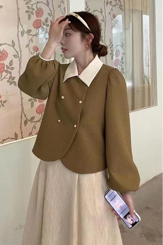 amadella 华夫格黄色撞色优雅外套 13560 商品图0