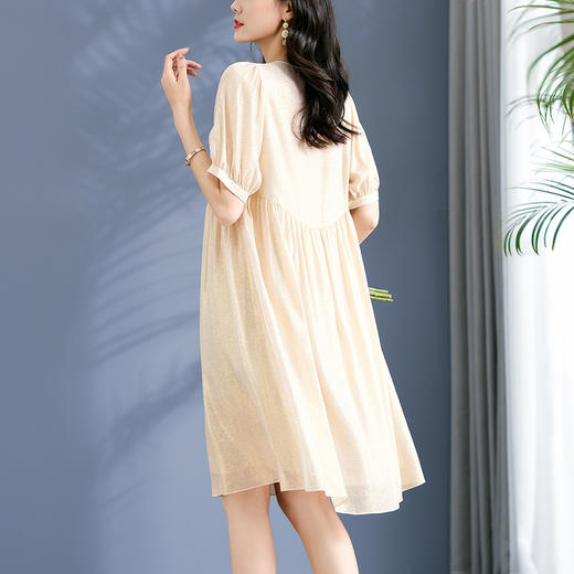 丁摩 圆领珠片刺绣金皮真丝裙桑蚕丝连衣裙4ZF-75006 商品图3