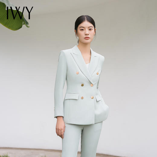 IWY/浅绿色高端通勤干练职业西服套装女艺考主持人面试装通勤干练C11385+P11385 商品图1