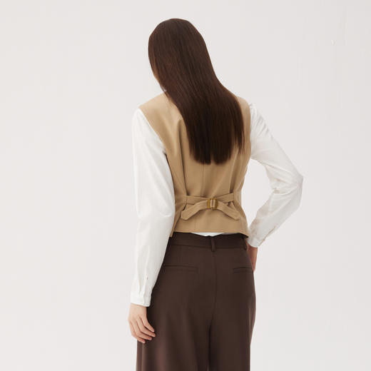 谜底短款马甲女2024秋新品通勤风修身帅气刺绣西装马夹243MM1207 商品图2