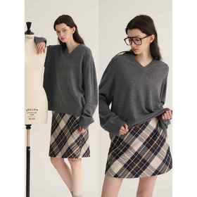 MAISON CECILE时髦复古格子A字/一字半身裙