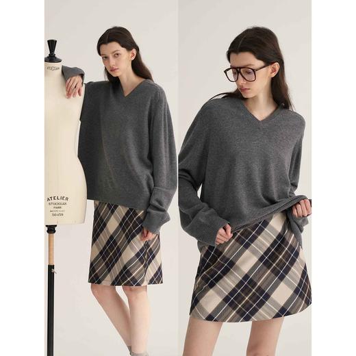 MAISON CECILE时髦复古格子A字/一字半身裙 商品图0