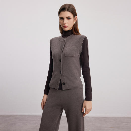 【无袖针织马甲外套】24年秋季新品女士100%羊毛无袖针织小外套 商品图2