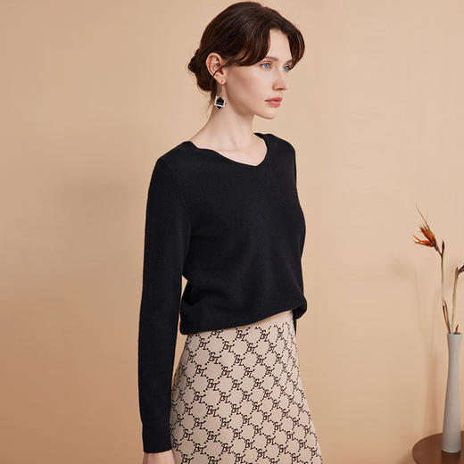 EITIE爱特爱秋季新款羊毛羊绒舒适保暖打底百搭针织衫D2401409 商品图3