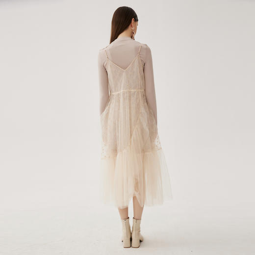 谜底两件套连衣裙长袖2024秋季新品复古风浪漫刺绣纱裙243GL1137 商品图2