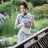 2024秋冬新中式改良年轻款麂皮绒七分袖少女高端气质长款素雅旗袍MLS6971 商品缩略图2