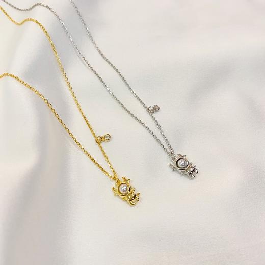 s925纯银牛动物牛气冲冲珍珠创意项链 商品图5