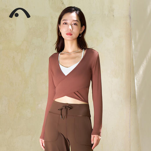 2024爱睱步秋冬新品瑜伽运动时尚V领普拉提上衣A24340MALK 商品图4
