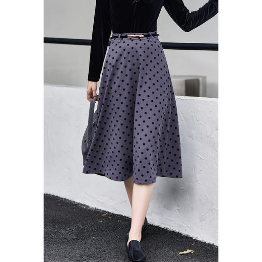 剩S 米思阳2026春季新款复古气质波点半身裙通勤高腰不规则裙子女3698 商品图2