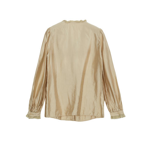 谜底V领衬衫长袖女士2024秋新品通勤风气质蕾丝花边衬衣243MC1155 商品图2