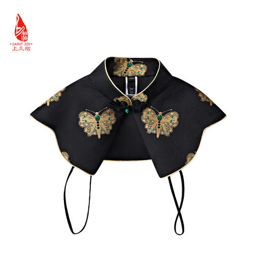 SAINTJOY/上久楷 女式宋锦云肩   中国风 复古 黑金蝴蝶 CY1064207001 商品图3