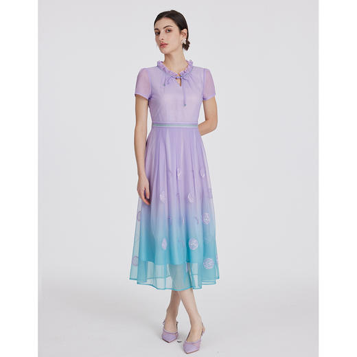 司歌渐变印花小立领连衣裙短袖A891060X 商品图2