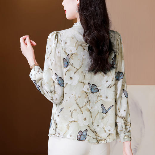 KQL369H1911印花衬衣女2025新款打底衫秋款上衣法式衬衫时髦高档洋气小衫 商品图3